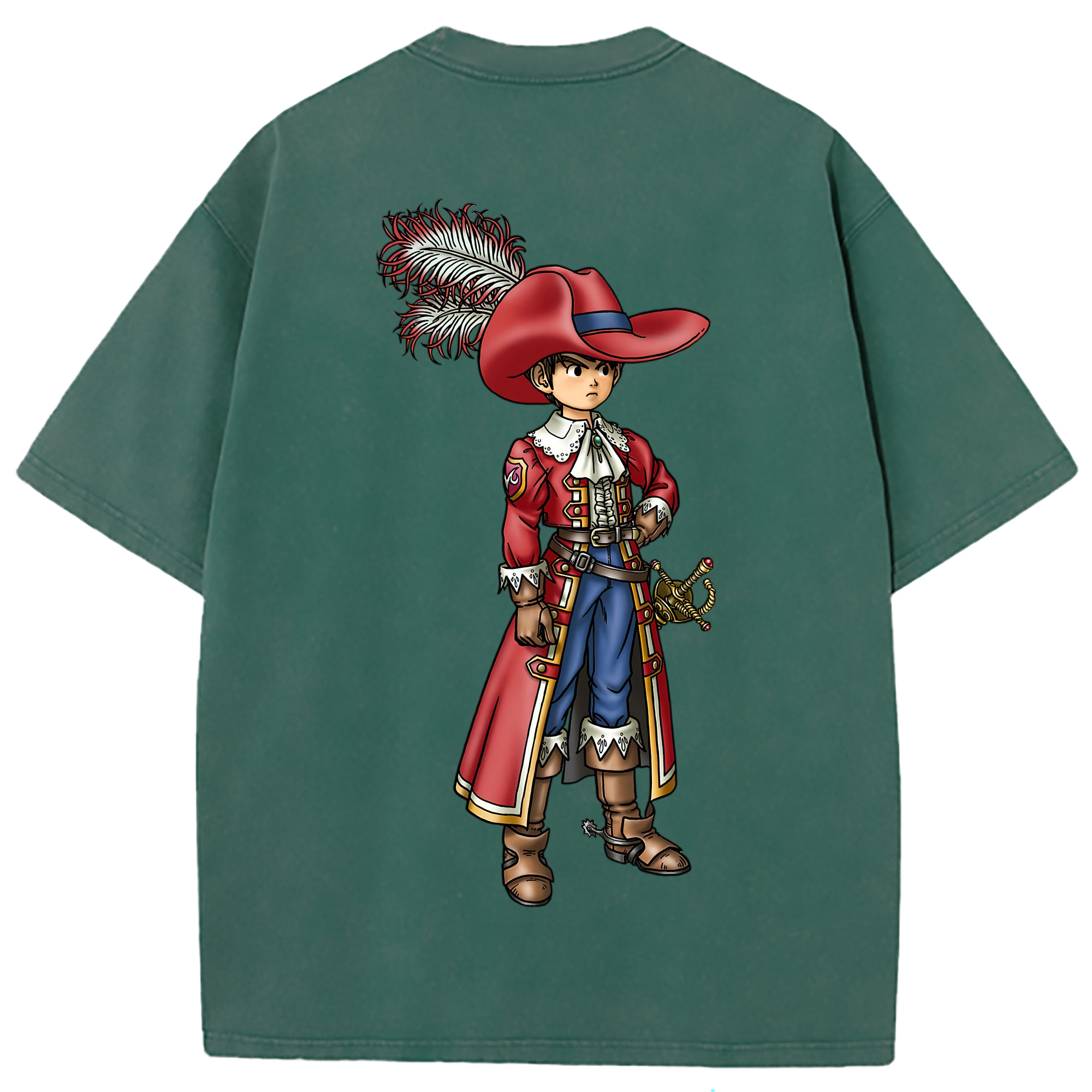 （画像用） ドラゴンクエスト Doragon Kuesuto Dragon Quest 綿100% ヴィンテージ風 半袖Tシャツ（背面プリント）